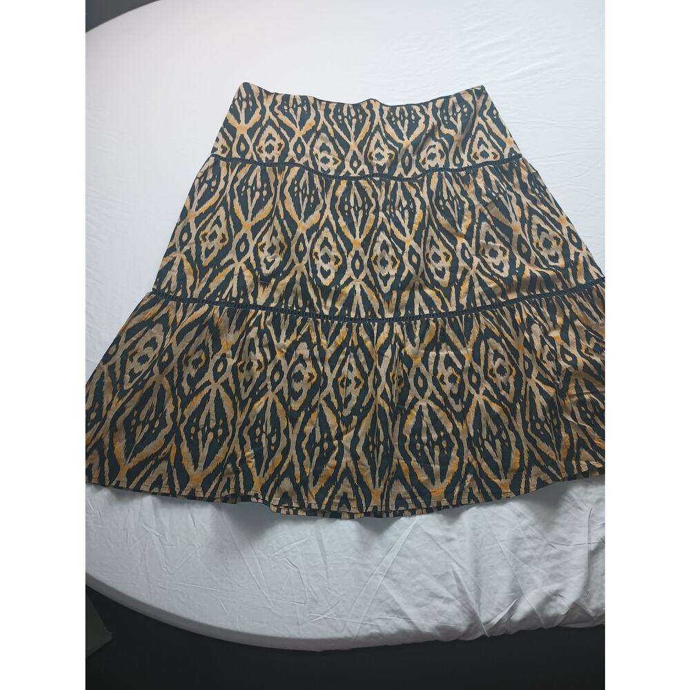 Jones New York Animal Print Midi Skirt Women Size 16‎ Cotton Prairie Cottagecore